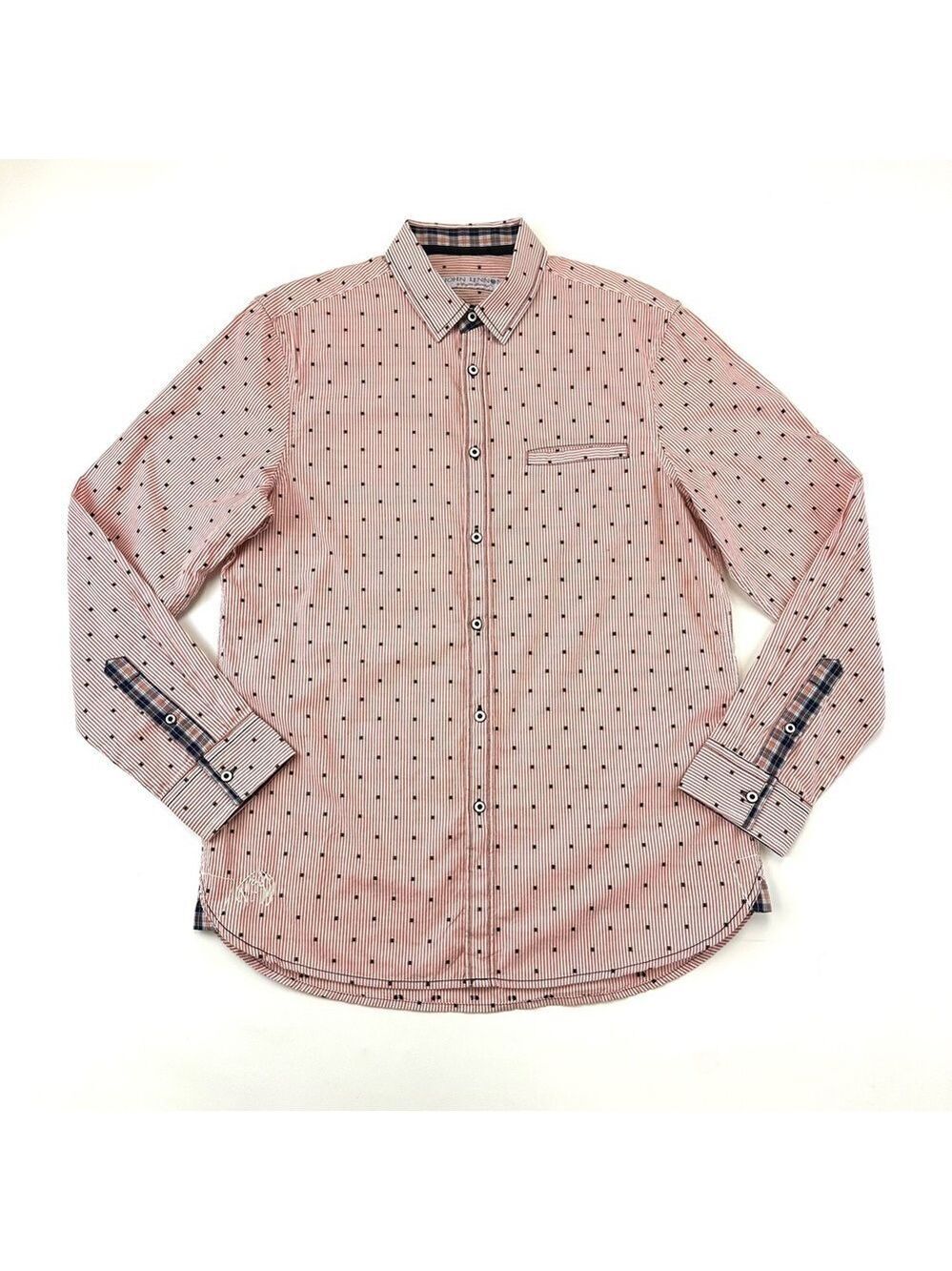 John Lennon red print cotton mens button down long sleeve shirt Medium casual